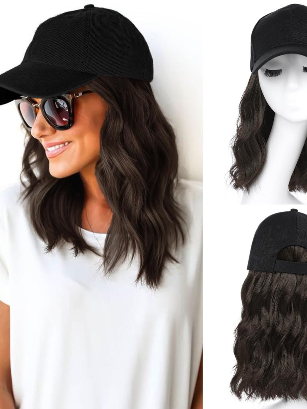 NEW AISI QUEENS Hat Wig Hat with Hair Attached Women